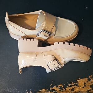 Marc Fisher Nude Patent Lug Sole Buckle Loafers